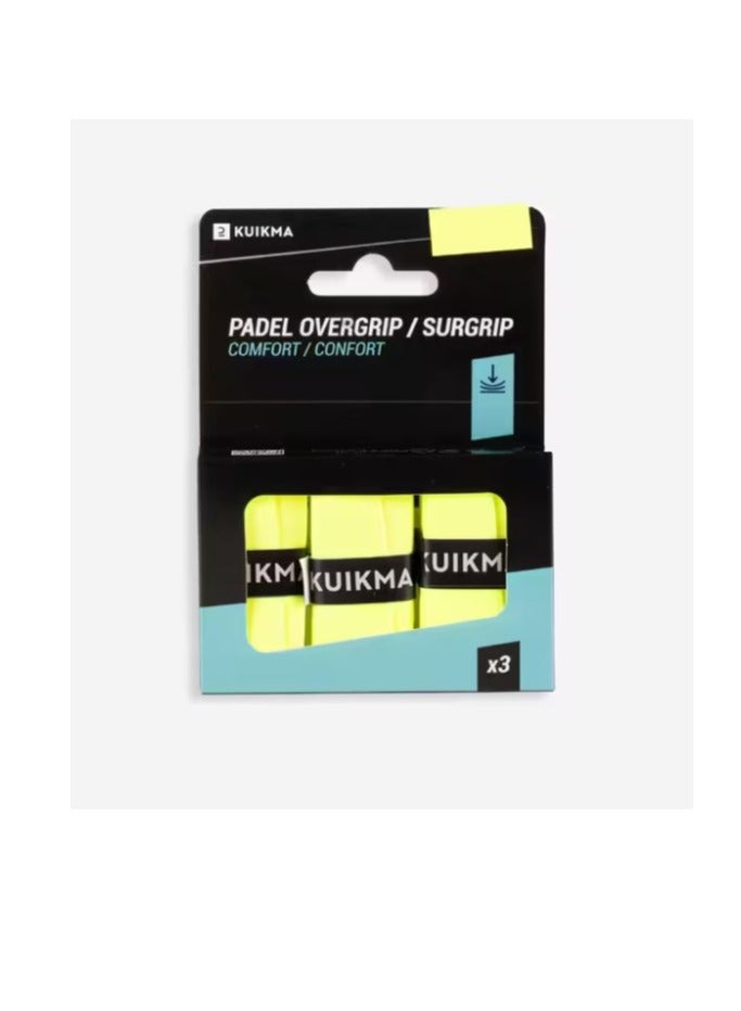 KUIKMA Padel Racket Overgrip 3-Pack – High Comfort, Sweat-Absorbent Non-Slip Grip Tape – Yellow – Durable Overwrap for  , Tennis & Racket Sports