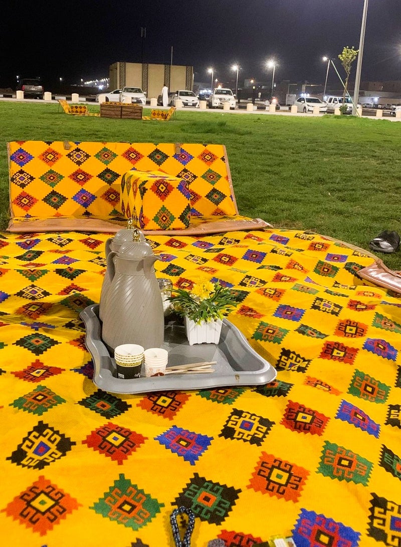 ISHWAZ Picnic Floor Seating Set For 8 Persons, A Carpet 4 Chairs and 4 Armrest, Foldable Easy to Carry, Perfect For Fun Sessions With Friends, For Family Picnic, For Camping and Road Trips - Image 5