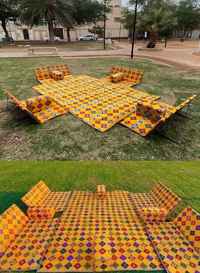 ISHWAZ Picnic Floor Seating Set For 8 Persons, A Carpet 4 Chairs and 4 Armrest, Foldable Easy to Carry, Perfect For Fun Sessions With Friends, For Family Picnic, For Camping and Road Trips - Image 1