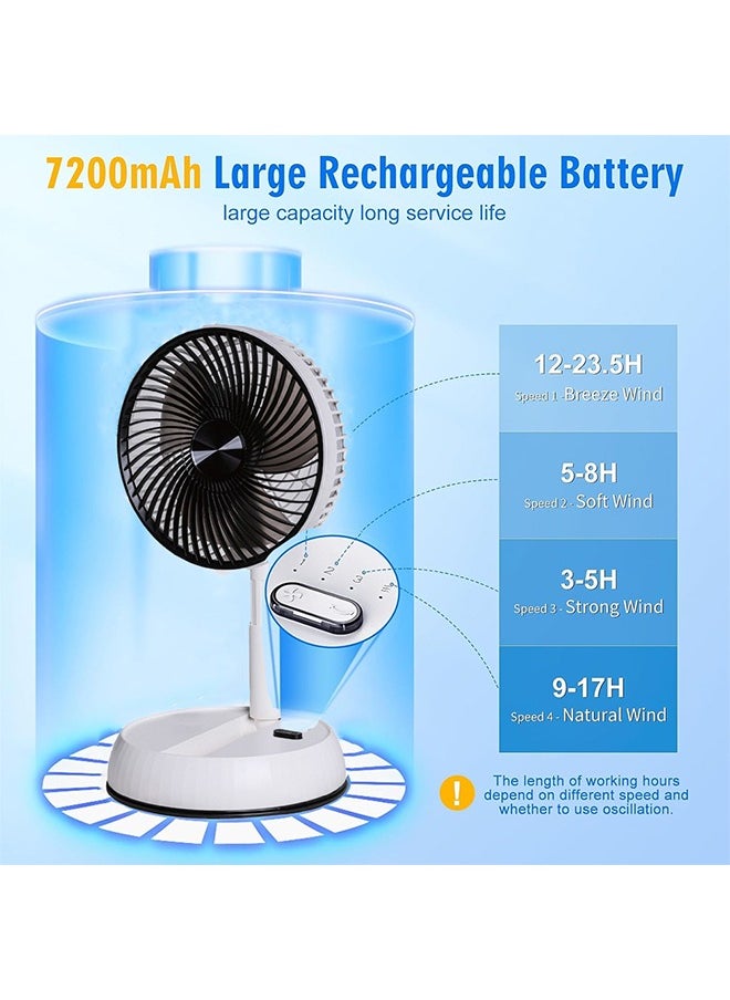 Adjustable, rechargeable battery-operated portable table fan