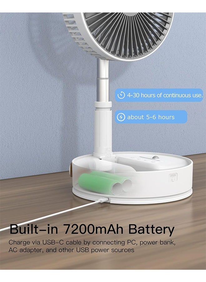 Adjustable, rechargeable battery-operated portable table fan