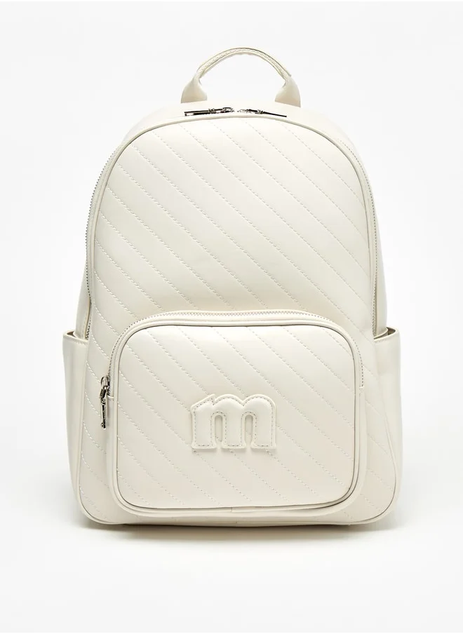ميسي Quilted Backpack with Adjustable Straps and Zip Closure