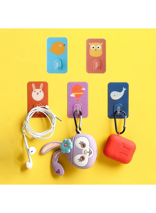 wolpin Self Adhesive Wall Hooks Waterproof Adhesive Sticky Cartoon Hooks | Hanging Capacity 2 Kg Max | Multipurpose Home Storage (Colorful Hook, Pack Of 5 Pcs), Metal;Polyvinyl Chloride - Image 1