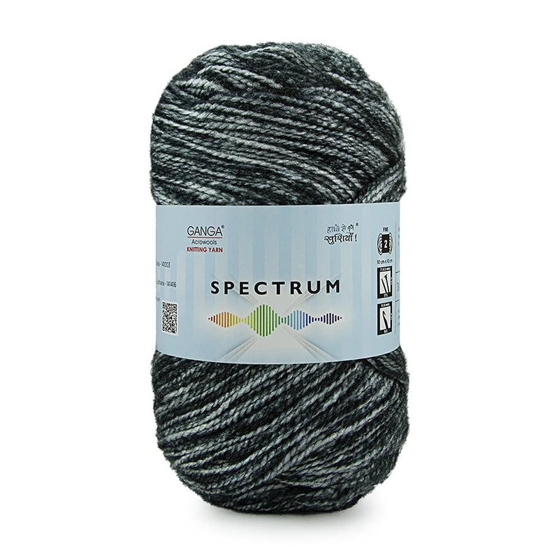 GANGA Ganga Spectrum Yarn Knitting Wool Ball Black White Colour Ball 200 Grams Suitable for Craft Babywear Blankets Ponchos mufflers caps Thick mota Needle Crochet Hook Thread - Image 1