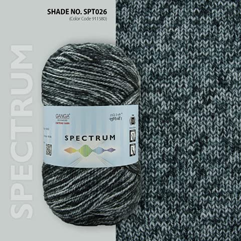 GANGA Ganga Spectrum Yarn Knitting Wool Ball Black White Colour Ball 200 Grams Suitable for Craft Babywear Blankets Ponchos mufflers caps Thick mota Needle Crochet Hook Thread - Image 3