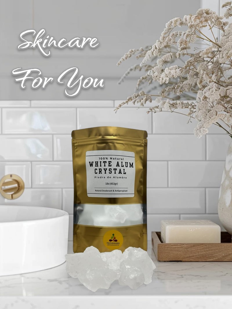 PACHAMAMA ESSENTIALS Alum Stone Natural - 1 LB (453gr) - White Alum Crystal Rock - Piedra De Alumbre Natural - Natural Deodorant & Antiperspirant, Clear - Image 2