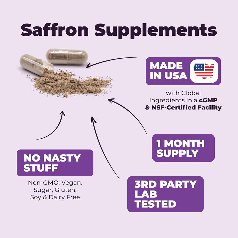 Vimerson Health Saffron Supplements for Women  Men Saffron Extract Capsules to Promote Eye Heart Brain  Metabolic Health 100 Pure Azafran Alternative to Gummies or Safron Powder NonGMO  Vegan 60 Capsules - Image 4