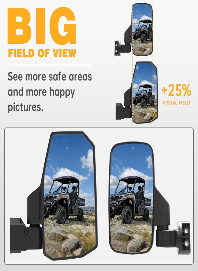 SHEJISI مرايا جانبية من SHEJISI لعمود A لمركبات UTV، متوافقة مع Polaris Ranger XP 1000 / Ranger Crew XP 1000 موديلات 2018-2025، تتميز بخاصية الارتداد المرن التي تُسهّل إعادة ضبطها بعد الطي لتحسين تجربة القيادة. - Image 3
