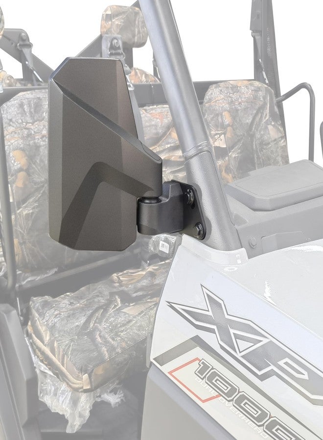 SHEJISI مرايا جانبية من SHEJISI لعمود A لمركبات UTV، متوافقة مع Polaris Ranger XP 1000 / Ranger Crew XP 1000 موديلات 2018-2025، تتميز بخاصية الارتداد المرن التي تُسهّل إعادة ضبطها بعد الطي لتحسين تجربة القيادة. - Image 1