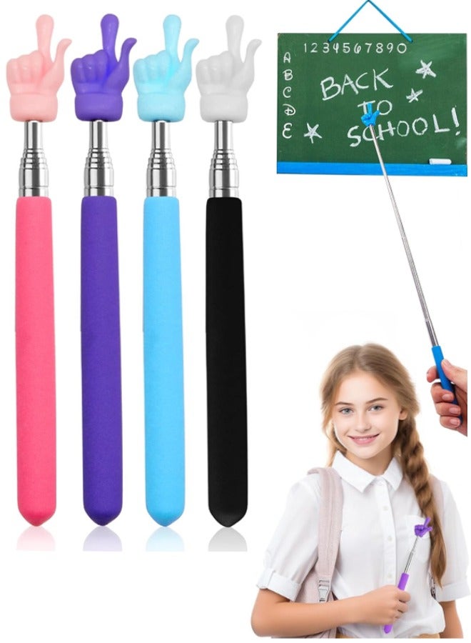 Telescopic Teachers Pointer, 4pcs Extendable Hand Pointer Finger Pointer Stick Pointer Stick Presenter Whiteboard Pointer for Elementary School Kindergarten Teacher, Classroom Supplies - Image 1