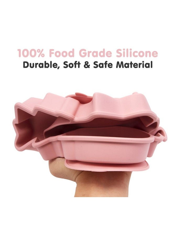 Qshare - Qshare Toddler Plate, Portable Baby Plates for Toddlers and Kids, BPA-Free Strong Suction Plates for Toddlers, Dishwasher & Microwave Safe Silicone Placemat 9x6x1.5 inch - Image 1