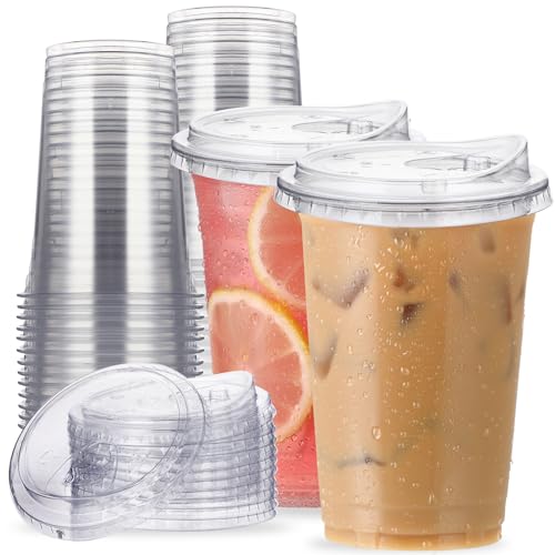 Aatriet 20 oz Clear Plastic Cups with StrawlessSipLids 25 Sets Disposable Cup Plastic Iced Coffee Cups To Go Cup with Sip Through Lids for Smoothie Milkshake Cold Drinks for Party Wedding Event - Image 2