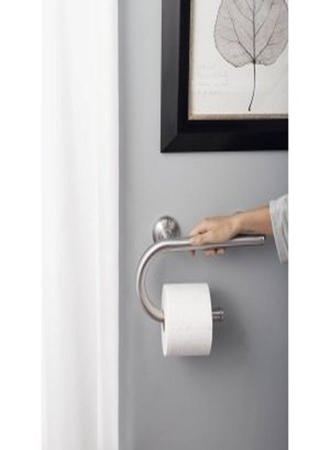 Moen Brushed Nickel Bathroom Safety 8-Inch Wall Mounted Grab Bar with Integrated Toilet Paper Holder, LR2352DBN - Image 3