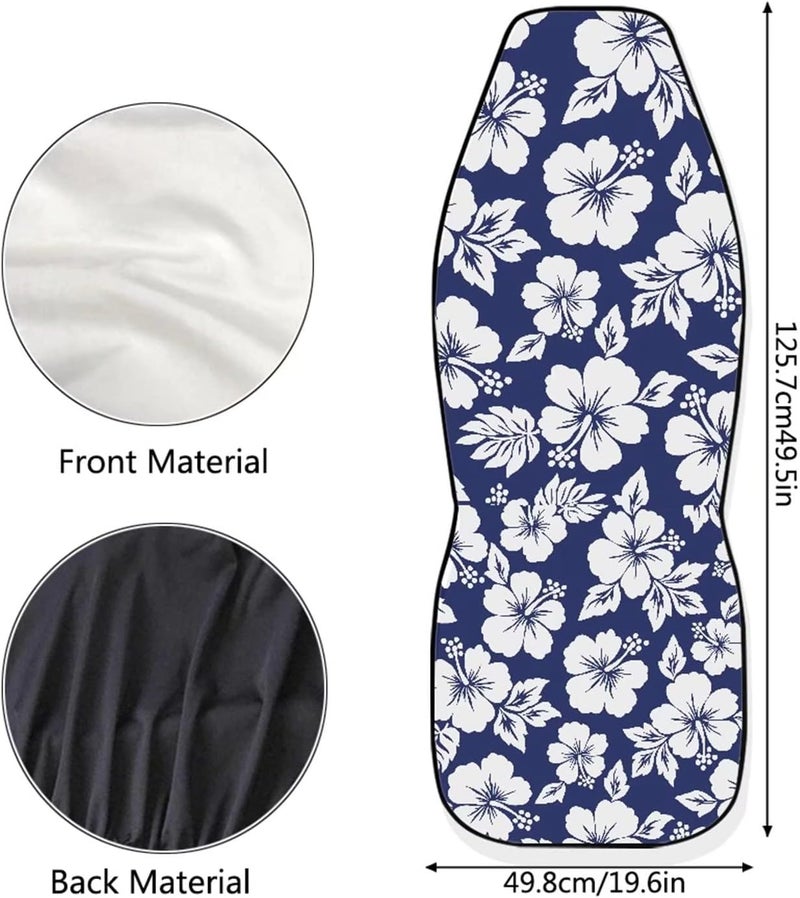 Dreaweet Hawaiian Seat Covers for Cars - Blue Hibiscus Flower Print - Image 4