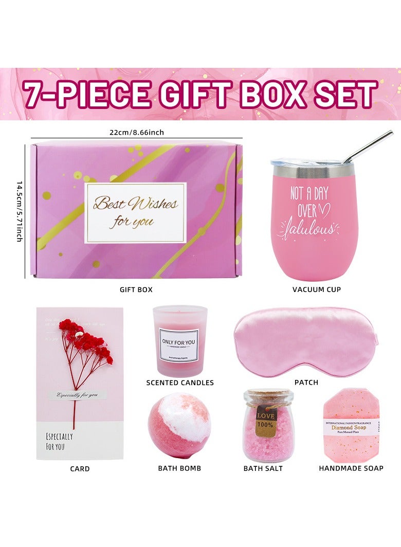 Wedding Birthday Gift Set for Women  Bride & Teen Girl Self Care Gifts Get Well Soon Gifts Basket, Lavender Relaxing Spa Gift Basket, Unique for Girl Friend,Wife,Mom, Friends, Sister, Coworker ,Grandma- Pink Luxury Box with Custom Tumbler, Soap ,Candle & Eye Mask (Ramadan Gift for Her)  - Image 2