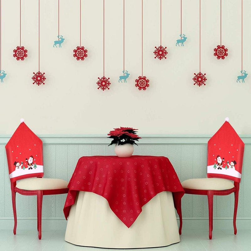 MSQ 4PCS Christmas Chair Covers Santa Claus  Snowman Red Hat Xmas Chair Back Covers Dining Chair Slipcovers for Xmas Festive Home Dinner Table Chairs Decoration Kitchen Party Decor - Image 5