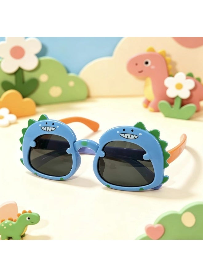 Dinosaur Cartoon Kids Sunglasses - Lightweight, Flexible - for Toddlers Age  2-6 - Image 1