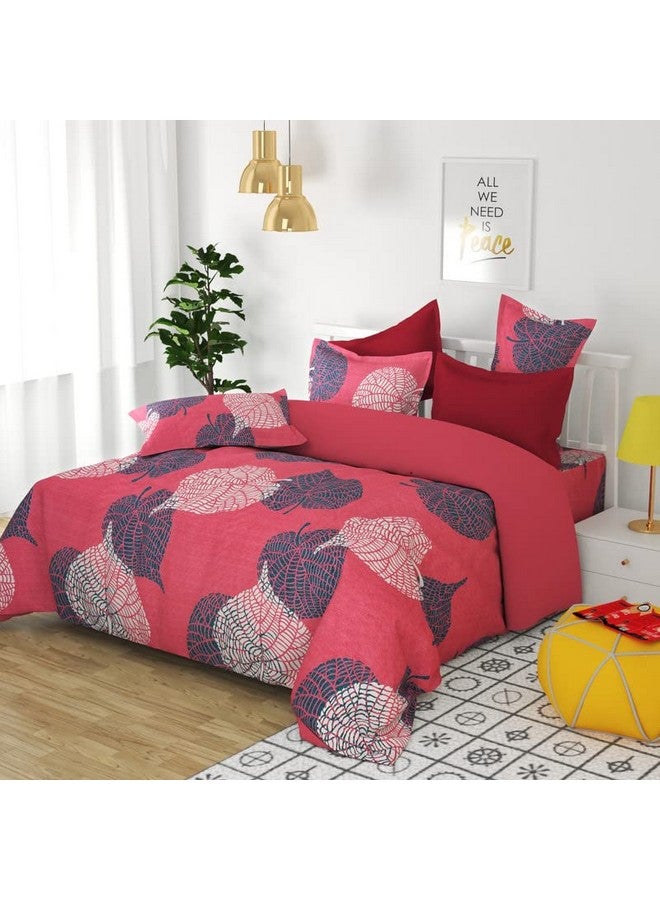 BSB HOME BSB HOME Premium Double Bedsheet with 2 Pillow Covers - 160 TC Supersoft Glace Cotton - Breathable & Wrinkle Free - 3 Pcs Set | Pink & Light Green Patti  - Image 4
