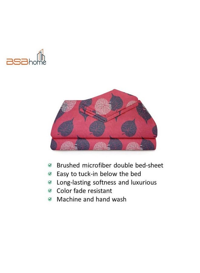 BSB HOME BSB HOME Premium Double Bedsheet with 2 Pillow Covers - 160 TC Supersoft Glace Cotton - Breathable & Wrinkle Free - 3 Pcs Set | Pink & Light Green Patti  - Image 5