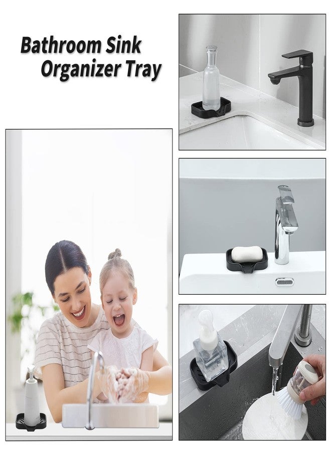 MicoYang Silicone Bathroom Soap Dishes with Drain Spout-Bathroom and Kitchen Sink Organizer,Sponge Holder,Dish Soap Tray,Perfect for Dispenser,Scrubber,Bottle,Cup on Sink or Counter-Black 4.9"×3.2" - Image 3