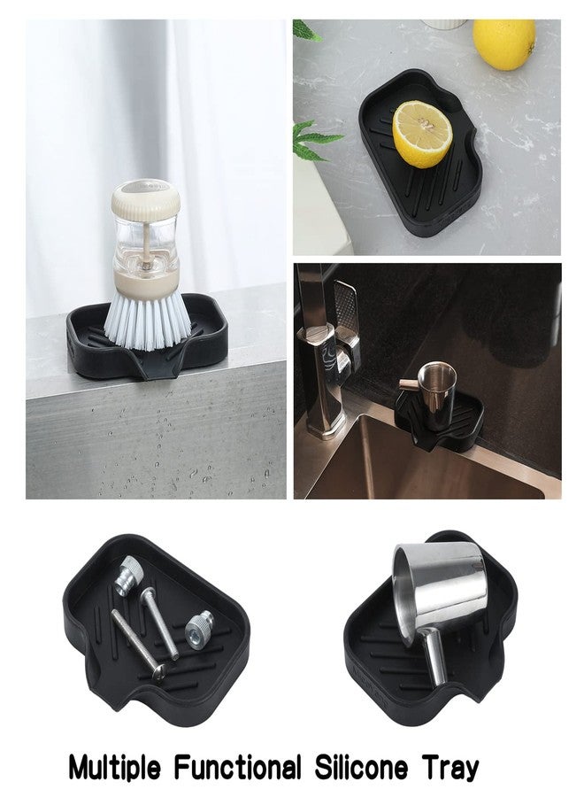 MicoYang Silicone Bathroom Soap Dishes with Drain Spout-Bathroom and Kitchen Sink Organizer,Sponge Holder,Dish Soap Tray,Perfect for Dispenser,Scrubber,Bottle,Cup on Sink or Counter-Black 4.9"×3.2" - Image 5
