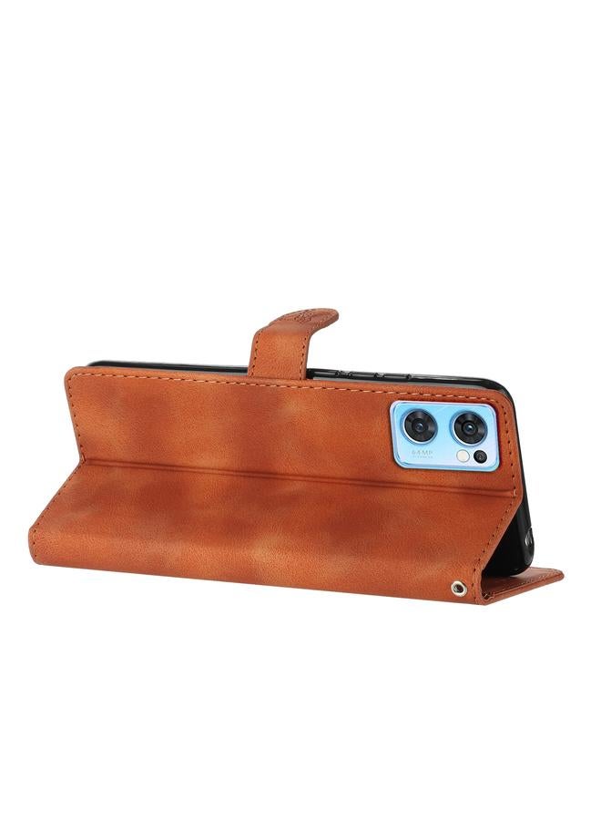 اس-توب جراب لهاتف OPPO Find X5 Lite / Reno7 5G جراب هاتف جلدي بنقشة زهور وفراشة - Image 5