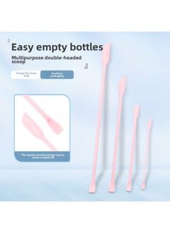 Mini Silicone Double-headed Sharp Scraper Spoon Cosmetic Skin Care Products Extraction Tool Set Including Avocado Jam Scraper-Specifications:Elbow Pink Four-piece Set