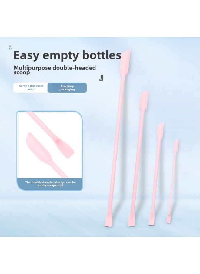 Generic - Mini Silicone Double-headed Sharp Scraper Spoon Cosmetic Skin Care Products Extraction Tool Set Including Avocado Jam Scraper-Specifications:Elbow Pink Four-piece Set - Image 1