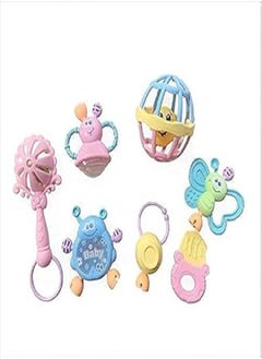 Generic Baby Rattle 7 Pcs  Set Box With Different Shapes & Assorted Colors Boxes  - Image 1
