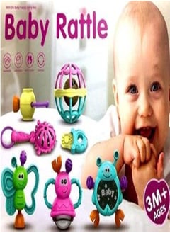 Generic Baby Rattle 7 Pcs  Set Box With Different Shapes & Assorted Colors Boxes  - Image 4
