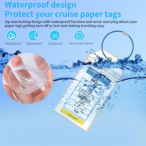 XIANGXING NCL Cruise Luggage Tag Holders, Zip Seal Clear Cruise Ships Luggage Tags Holder with Steel Loops Fit for Norwegian NCL Cruise Line Ship & Itineraries Tags in 2024 & 2025 (8 Pcs with 7 Colors Ring) - Image 4