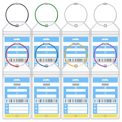 XIANGXING NCL Cruise Luggage Tag Holders, Zip Seal Clear Cruise Ships Luggage Tags Holder with Steel Loops Fit for Norwegian NCL Cruise Line Ship & Itineraries Tags in 2024 & 2025 (8 Pcs with 7 Colors Ring) - Image 1