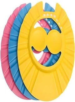 vipolish 3Pcs Baby Shower Cap Soft Adjustable Bathing Shampoo Hat with Ear Protection Bath Protection Cap Children Wash Hair Sheet Hats (Random Color) 