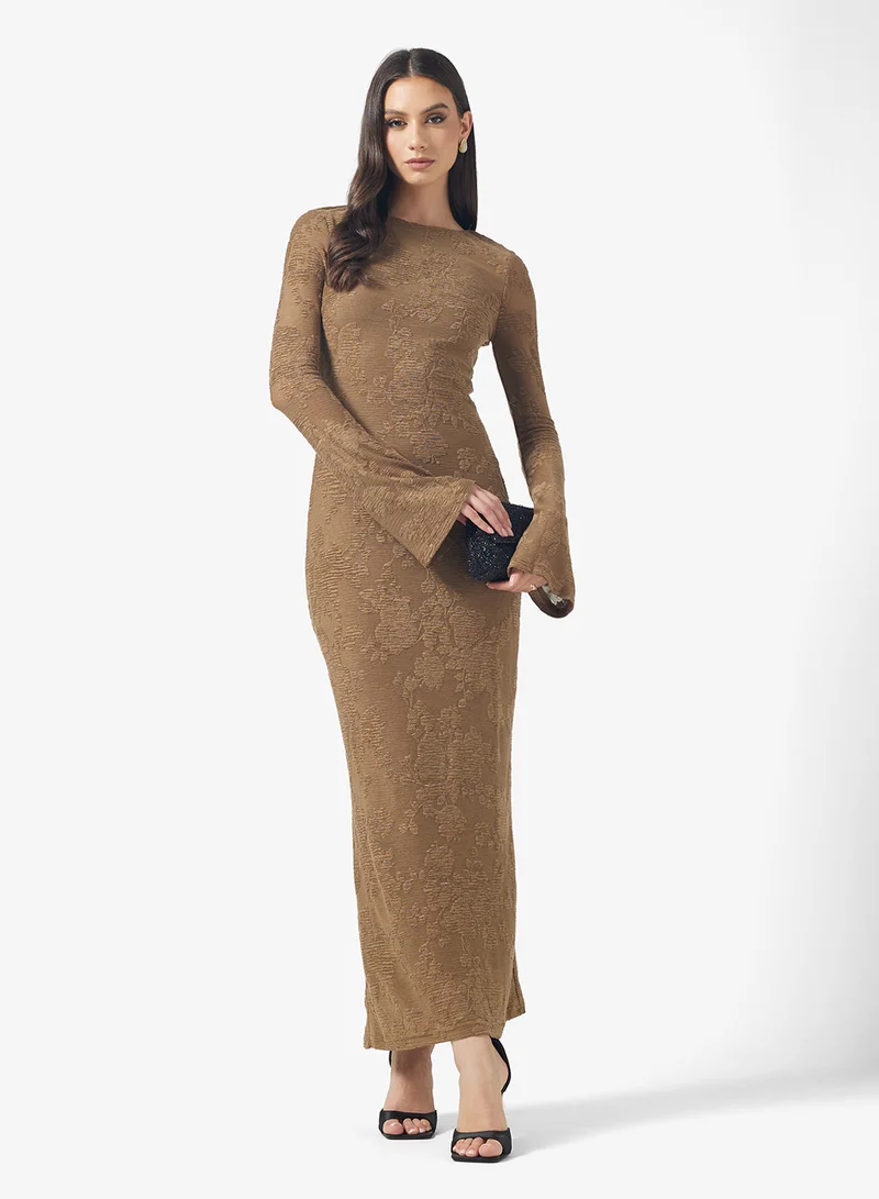 PRETTY LAVISH Tanaia Long Sleeve Jersey Maxi Dress