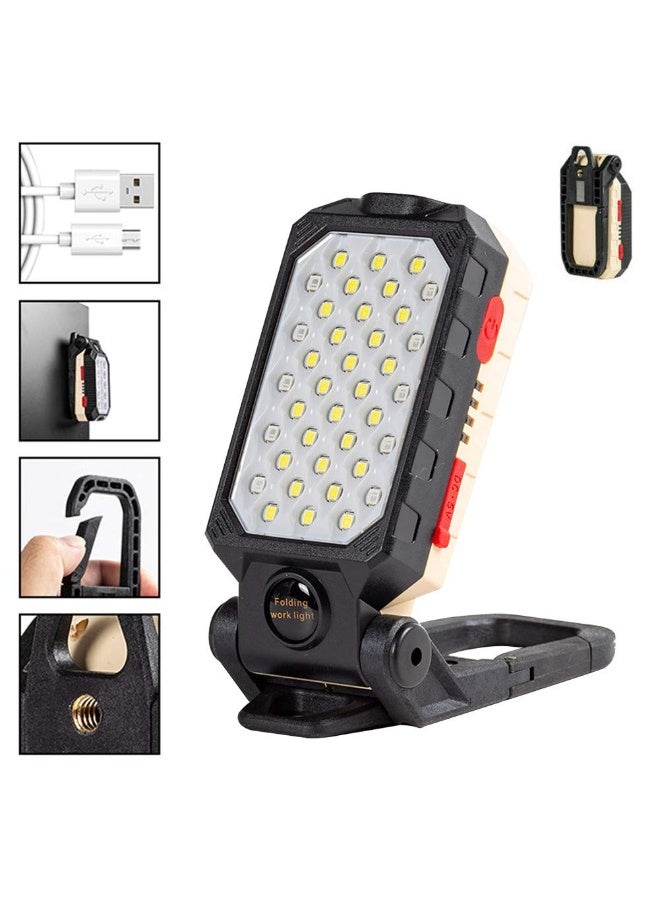 LED Work Light Rechargeable 2200mAh 1200LM Waterproof Foldable Adjustable Magnet Cordless COB Floodlight, Mechanical Light with 4 Light Modes for Camping, Hiking, Fishing, Car Repair and Emergency. - Image 1