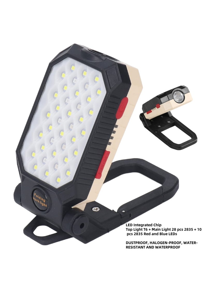 LED Work Light Rechargeable 2200mAh 1200LM Waterproof Foldable Adjustable Magnet Cordless COB Floodlight, Mechanical Light with 4 Light Modes for Camping, Hiking, Fishing, Car Repair and Emergency. - Image 2