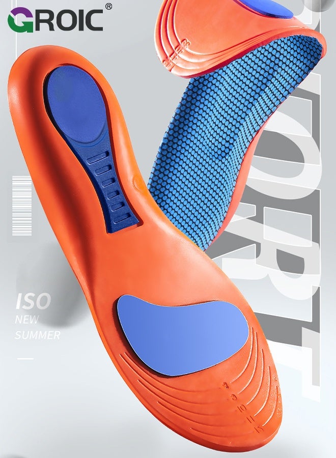 GROIC High Arch Support Insoles -  Flat Feet Correction Inserts, Breathable Shock-Absorbing Orthotic Insoles for Shoes & Sports - Orange - Size 41-42 - Image 2