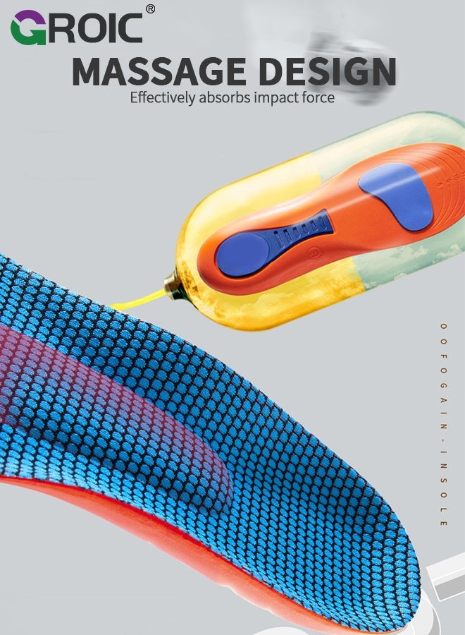 GROIC High Arch Support Insoles -  Flat Feet Correction Inserts, Breathable Shock-Absorbing Orthotic Insoles for Shoes & Sports - Orange - Size 41-42 - Image 5