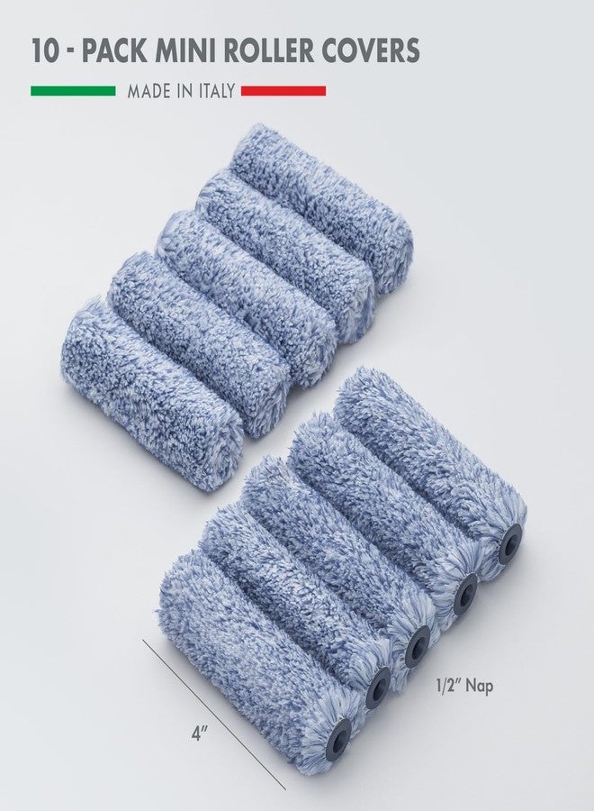 Remolika 10 - Pack 4 Inches Mini Paint Roller Covers for Smooth and Lint-Free Finish - 1/2 Nap - Made in Italy - Premium Microfiber Roller Naps for All Paints and Stains - Image 2