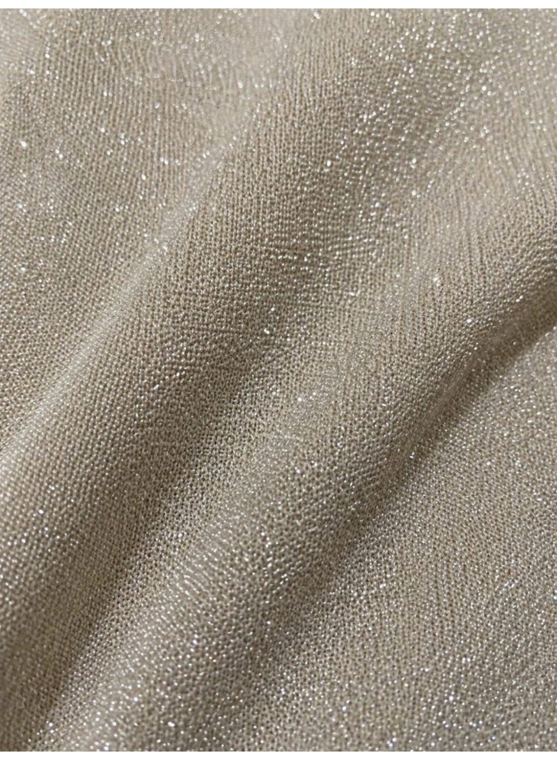 Don't Call Me Jennyfer Shimmer Knit Long Sleeve Cropped Top – Pearl Grey - Image 2