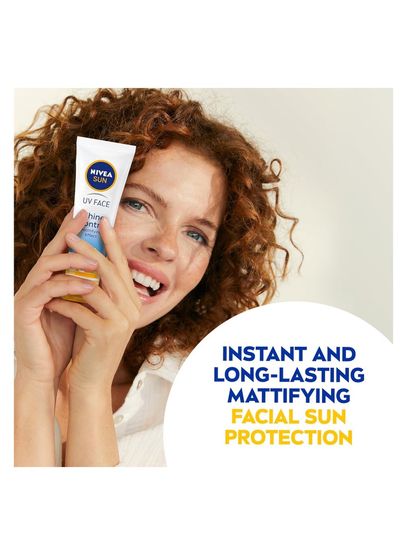 Nivea NIVEA SUN UV Face Shine Control SPF 50 Cream, Sun Cream Protects Against UVA/UVB Rays and Premature Skin Ageing, Sunscreen for Delicate Facial Skin, Tube 50ml  - Image 3