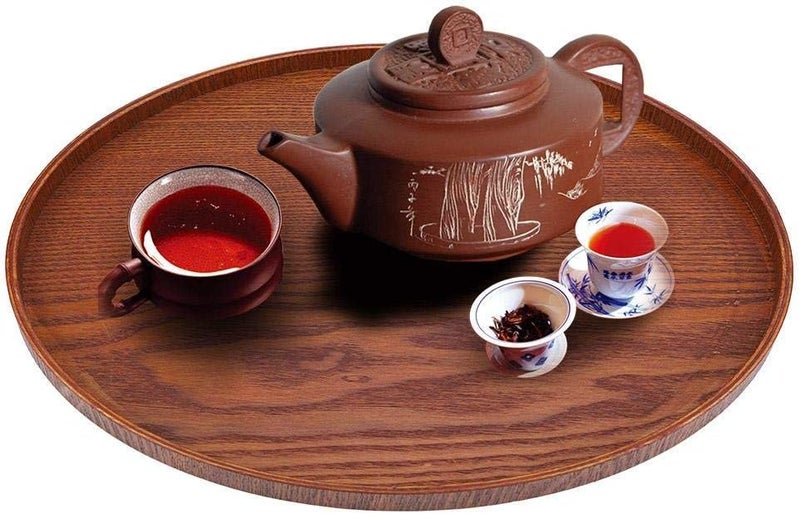 comfrt Round Serving Tray, Natural Wood Food Tray for Breakfast, Tea, Coffee Table and Dining Table - Image 1