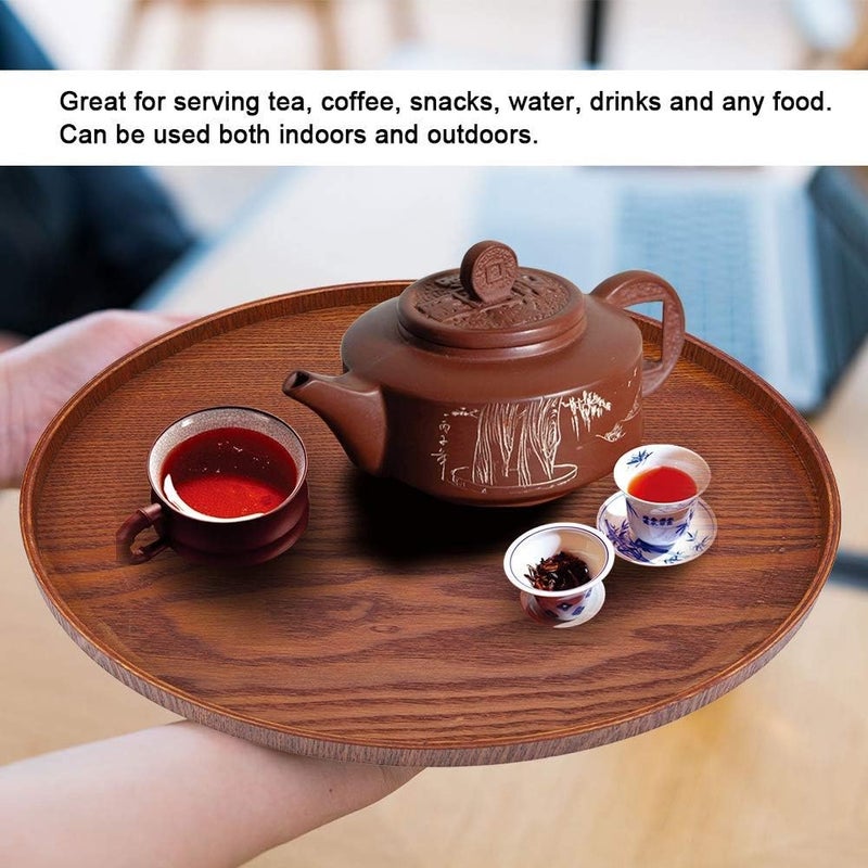 comfrt Round Serving Tray, Natural Wood Food Tray for Breakfast, Tea, Coffee Table and Dining Table - Image 4