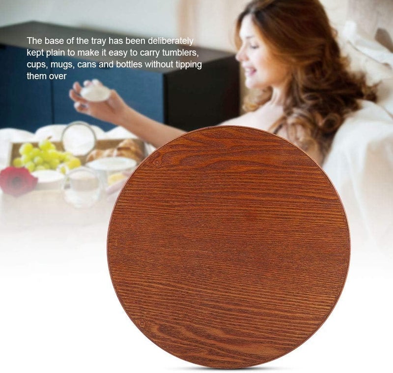 comfrt Round Serving Tray, Natural Wood Food Tray for Breakfast, Tea, Coffee Table and Dining Table - Image 3