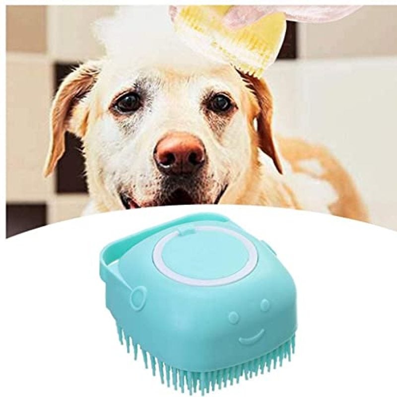 Pet Shampoo Brush: Blue Silicone Material - Shampoo Storage Function Pet Massage Brush for Cats and Dogs - Image 3