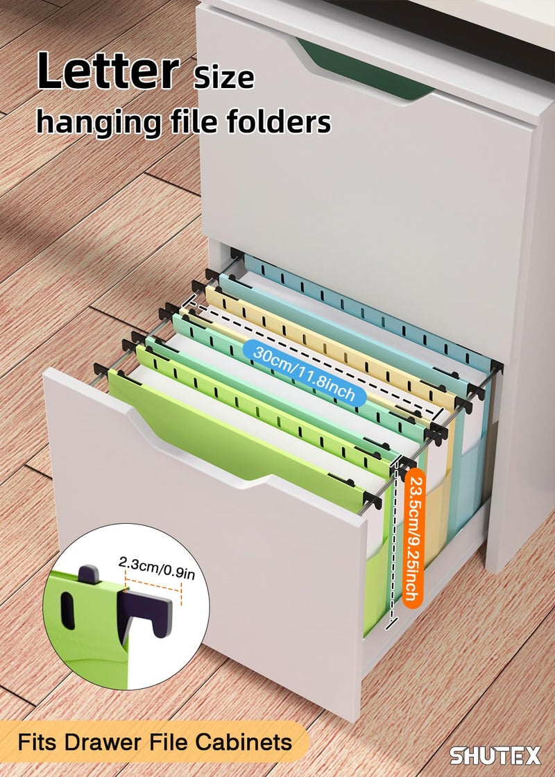 SHUTEX Extra Capacity Plastic Hanging File Folders,12 Pack Reinforced Hang Folder,Heavy Duty 2 Inch Expansion,Filing Cabinet Folders Letter Size for Bulk Files/Medical Charts (Morandi Colors) - Image 2