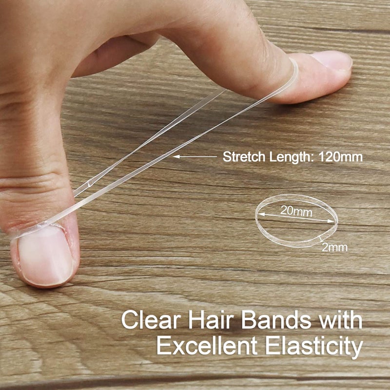 EAONE Clear Elastic Hair Rubber Bands, 1500pcs No Damage Mini Hair Ties Small Tiny Ponytail Holder, Hairstyling Accessories for Women Girls, 20mm in Diameter and 2mm in Width - Image 3