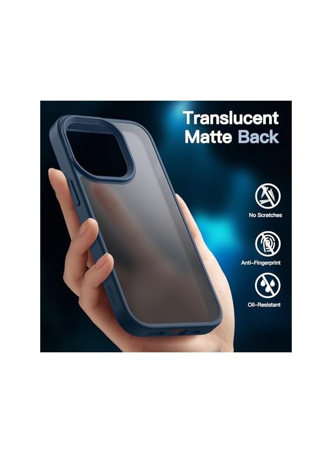 جي تيك جراب غير لامع 3 في 1 لهاتف iPhone 13 Pro مقاس 6.1 بوصة مع واقي شاشة من الزجاج المقوى مكون من قطعتين، وغطاء هاتف شفاف غير لامع مقاوم للصدمات (أزرق عاصف) - Image 4