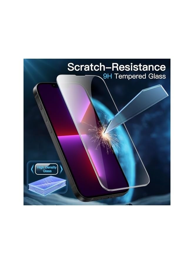 جي تيك جراب غير لامع 3 في 1 لهاتف iPhone 13 Pro مقاس 6.1 بوصة مع واقي شاشة من الزجاج المقوى مكون من قطعتين، وغطاء هاتف شفاف غير لامع مقاوم للصدمات (أزرق عاصف) - Image 5