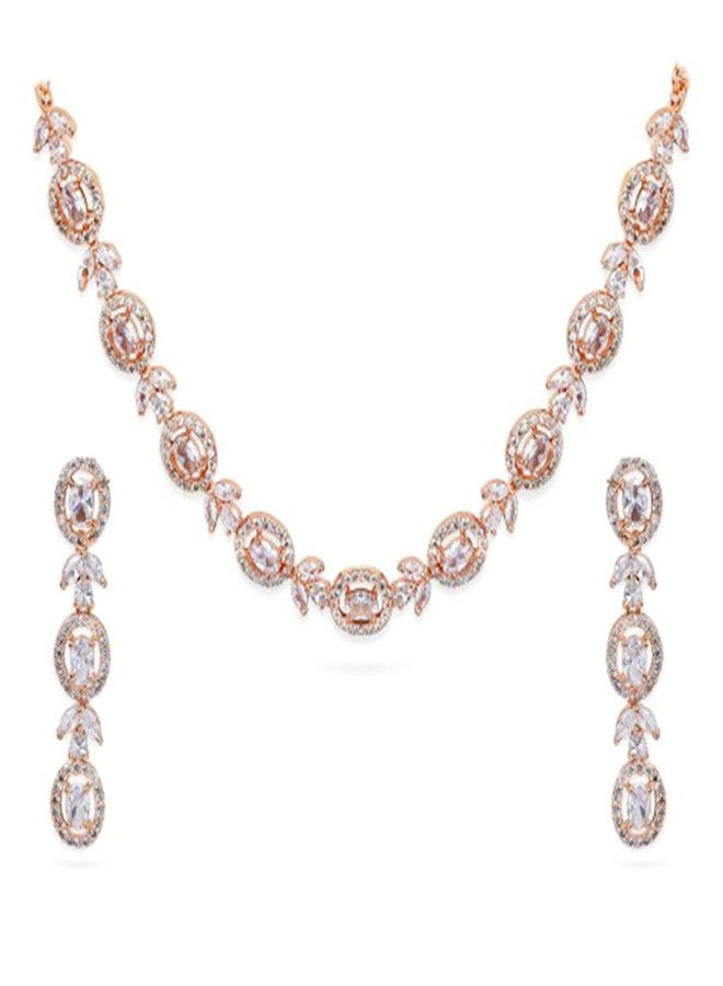 Rubans Gold-Plated White CZ-Studded Handcrafted Jewellery Set For Women - Image 1